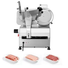 Fully Automatic Meat Slicer, 180W + 370W Commercial Food-Slicer with 10" Carbon Steel Blade