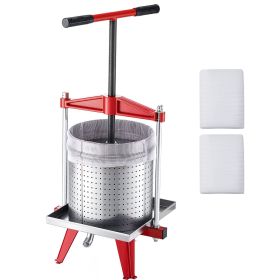 Fruit Wine Press, 3.96Gal/15L, Stainless Steel Manual Juice Maker, Heavy Duty T-Shaped Handle & Cross-beam for Cider Apple Grape Vegetable Press
