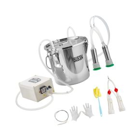 Goat Milking Machine, 3.2 Gal / 12 L Food-Grade Stainless Steel Bucket, 4 Teat Cups for Cows and Goats, with 8000 mAh Rechargeable Battery