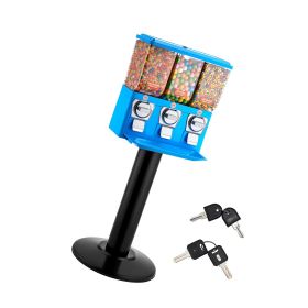 Candy Vending Machine, Triple Compartment Candy Vending Machine with Stand, Gumball & Candies Vendings Machines with Built-In Cash Box, Detachabl