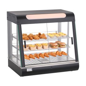 3-Tier Commercial Food Warmer Display, 1200W Food Display Warmer with LED Light, Top Storage and Adjustable Shelves, 86-185 Fahrenheit Steam Heat