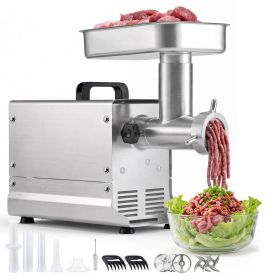 Commercial Meat Grinder, 11 Lbs/Min Capacity, #12 Electric Meat Mincer with 3 Plates, 3 Sausage Stuffing Tubes