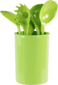 6 Piece Kitchen Utensil Holder for kitchen counter, Utensils crock with Heat Resistant Spoon, Slotted Spoon, Ladle, Spatula BPA Free, Lime