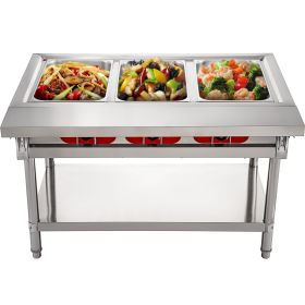 Commercial Electric Food Warmer 3 Pot Steam Table Food Warmer 18 Quart/Pan with Lids with 7 Inch Cutting Board Food Grade Stainless Steel Steam T