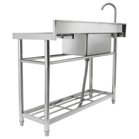 Stainless Steel Utility Sink, 1 Compartment Free Standing Small Sink w/Workbench Faucet & legs