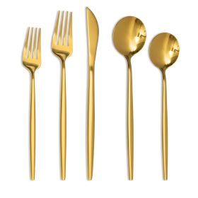 40-piece gold and silver cutlery set, 8-person stainless steel cutlery set, food-grade knives, forks and spoons.